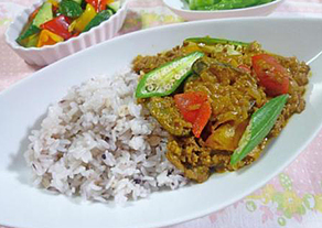 夏野菜の☆豆乳キーマカレー、完成